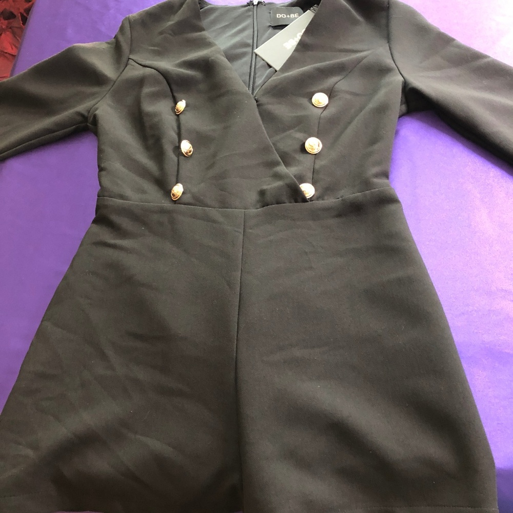 New 📯DO&BE Stunning Military Buttoned Black Romper - Picture 7 of 8